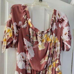 New York and Company elastic waist, off-shoulder floral dress, XL